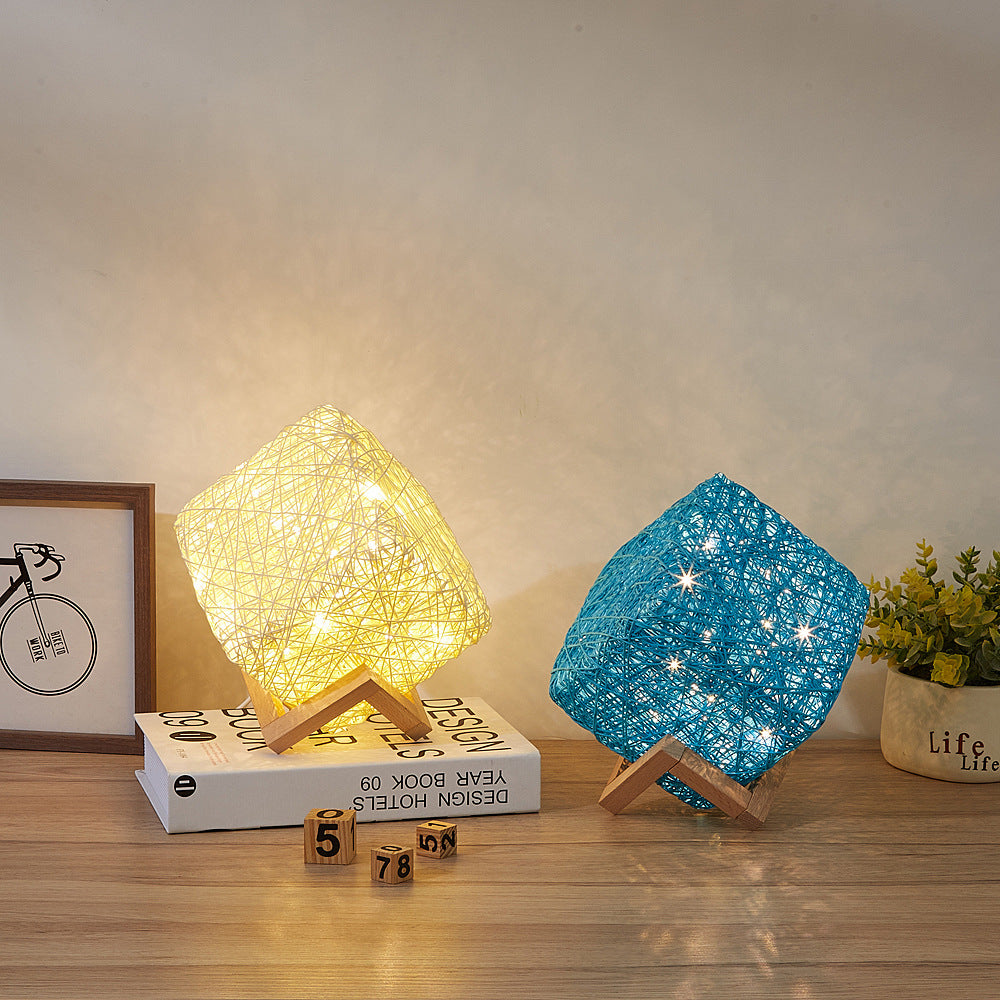 Hand-Knit Dimmable Square LED Desk Lights, USB Charging