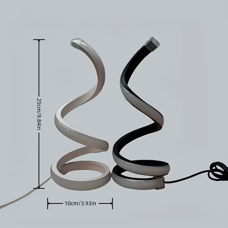 2Pcs Creative Spiral Three-Color Adjustable LED Desk Lamp, USB-Powered