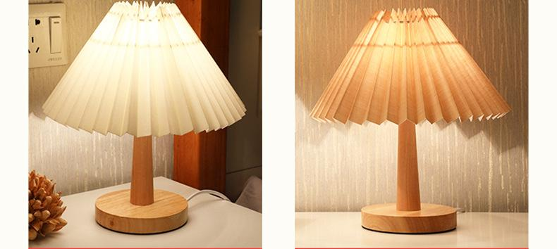 Usb Vintage Pleated Lamp Dimmable Korean Table Light For Bedroom Living Room