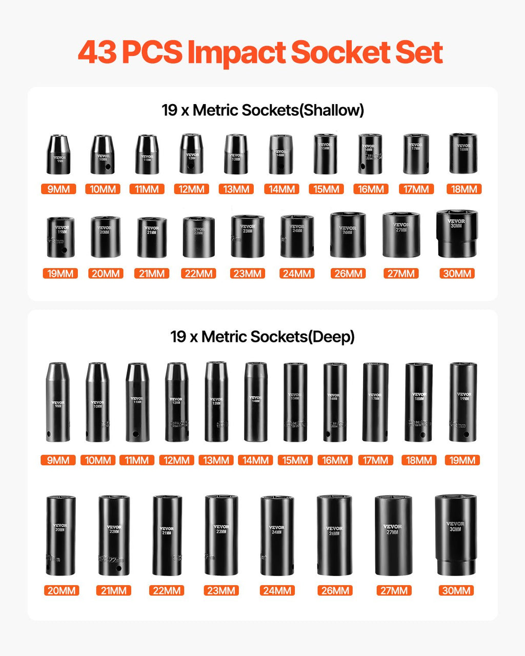 Impact Socket Set  , Standard Socket Assortment