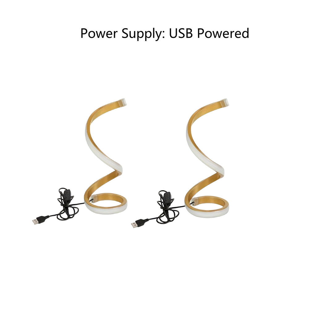 2Pcs Creative Spiral Three-Color Adjustable LED Desk Lamp, USB-Powered