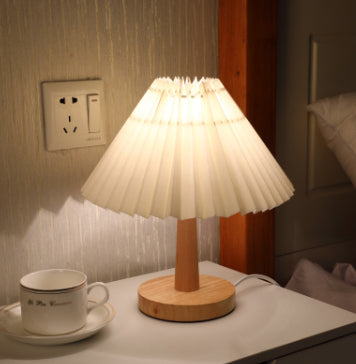 Usb Vintage Pleated Lamp Dimmable Korean Table Light For Bedroom Living Room