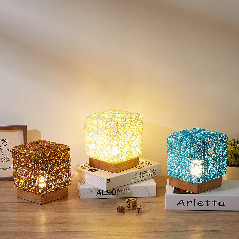 Hand-Knit Dimmable Square LED Desk Lights, USB Charging