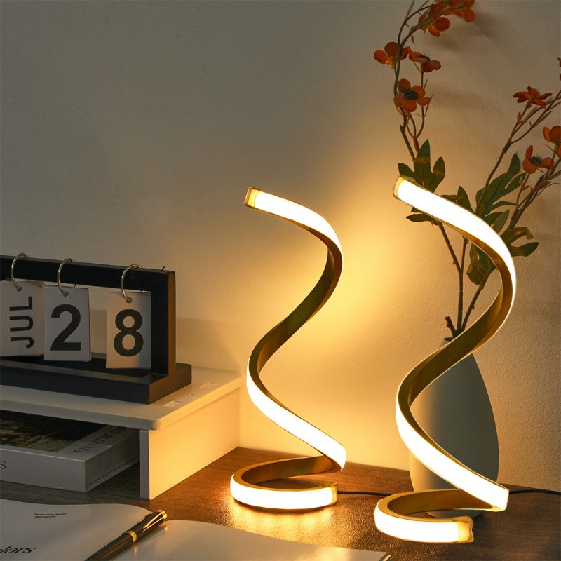 2Pcs Creative Spiral Three-Color Adjustable LED Desk Lamp, USB-Powered